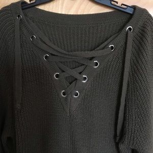 Lace up sweater dress